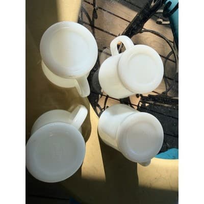 Vintage Fire King White Milk Glass D-Handle Mugs Set of 4 Anchor Hocking - Thumbnail 14