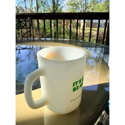 Vintage Fire King Anchor Hocking Snoopy Flying Ace Milk Glass Mug Schulz RARE - Thumbnail 6