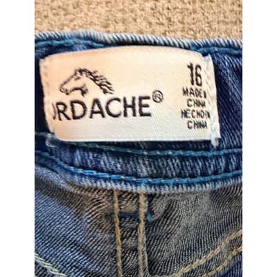 Jordache Girls' Flip Embellished Sequin Denim Shorts Blue Size 16 - Thumbnail 9