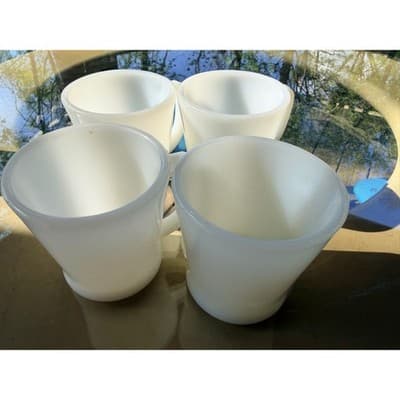 Vintage Fire King White Milk Glass D-Handle Mugs Set of 4 Anchor Hocking - Thumbnail 16