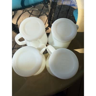 Vintage Fire King White Milk Glass D-Handle Mugs Set of 4 Anchor Hocking - Thumbnail 15