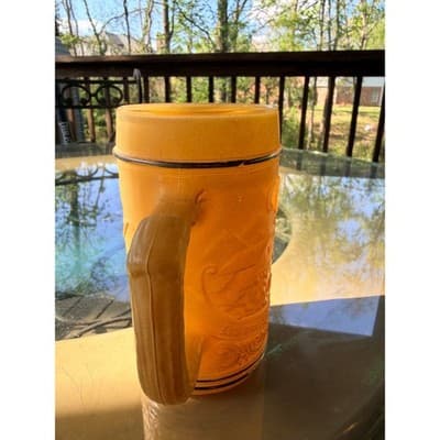 Vintage German Gemütlichkeit Ceramic Beer Stein Antler Handle No Lid - Thumbnail 3