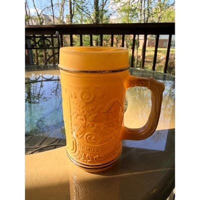 Vintage German Gemütlichkeit Ceramic Beer Stein Antler Handle No Lid - Thumbnail 4