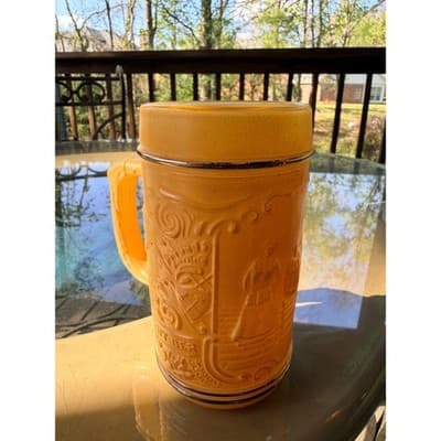 Vintage German Gemütlichkeit Ceramic Beer Stein Antler Handle No Lid - Thumbnail 5
