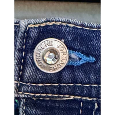 Jordache Girls' Flip Embellished Sequin Denim Shorts Blue Size 16 - Thumbnail 5