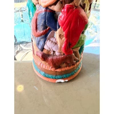 Vintage Ceramic Beer Stein with Relief Tavern Scene Tree Branch Handle - Thumbnail 17