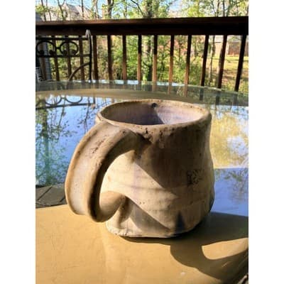 Handmade Rustic Stoneware Coffee Mug Textured Glaze Artisan Pottery Cup - Thumbnail 3