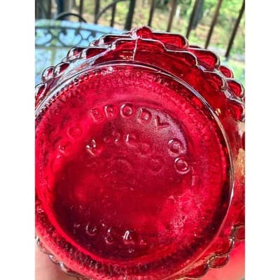 Vintage EO Brody Red Hobnail Glass Bud Vase Mid Century 1960s 70s Retro Decor - Thumbnail 2