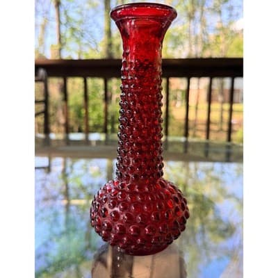 Vintage EO Brody Red Hobnail Glass Bud Vase Mid Century 1960s 70s Retro Decor - Thumbnail 9