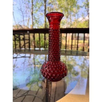 Vintage EO Brody Red Hobnail Glass Bud Vase Mid Century 1960s 70s Retro Decor - Thumbnail 12