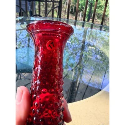 Vintage EO Brody Red Hobnail Glass Bud Vase Mid Century 1960s 70s Retro Decor - Thumbnail 13