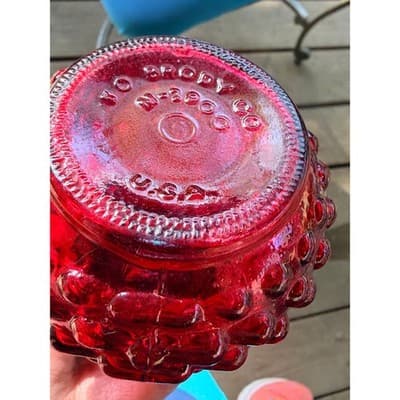 Vintage EO Brody Red Hobnail Glass Bud Vase Mid Century 1960s 70s Retro Decor - Thumbnail 15