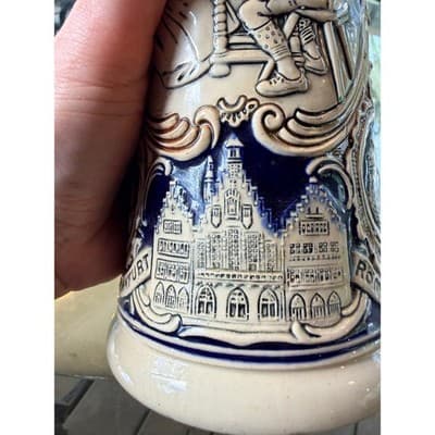 Vintage German Stoneware Beer Stein Marzi & Remy RARE Castle Relief - Thumbnail 15