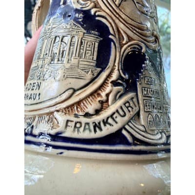 Vintage German Stoneware Beer Stein Marzi & Remy RARE Castle Relief - Thumbnail 16