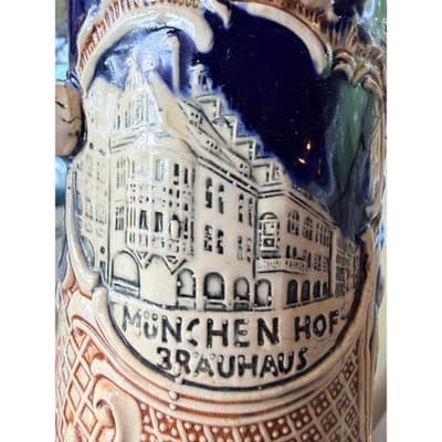Vintage German Stoneware Beer Stein Marzi & Remy RARE Castle Relief - Thumbnail 18