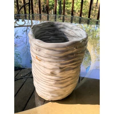 Vintage Handmade Textured Ceramic Vase Organic Studio Pottery Neutral Glaze - Thumbnail 7