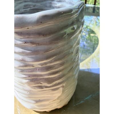 Vintage Handmade Textured Ceramic Vase Organic Studio Pottery Neutral Glaze - Thumbnail 13
