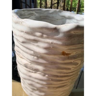 Vintage Handmade Textured Ceramic Vase Organic Studio Pottery Neutral Glaze - Thumbnail 14