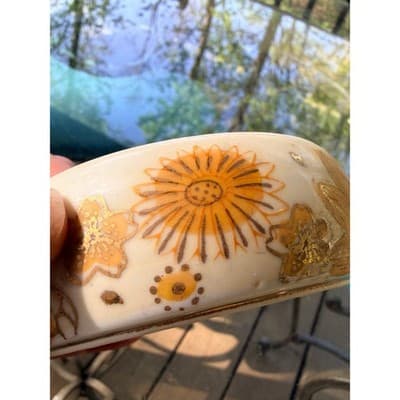 Vintage Japanese Gold Imari Porcelain Bowl Floral Hand Painted Decorative Dish - Thumbnail 13