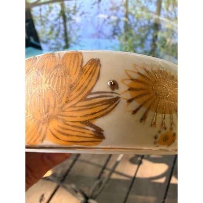 Vintage Japanese Gold Imari Porcelain Bowl Floral Hand Painted Decorative Dish - Thumbnail 17