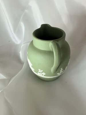 Vintage Wedgwood Jasperware Porcelain Sage Mini Creamer Ewer Rare Mid-Century - Thumbnail 2