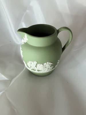 Vintage Wedgwood Jasperware Porcelain Sage Mini Creamer Ewer Rare Mid-Century