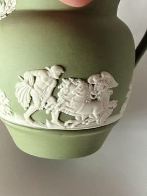 Vintage Wedgwood Jasperware Porcelain Sage Mini Creamer Ewer Rare Mid-Century - Thumbnail 7