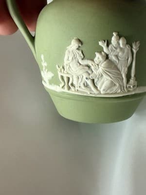 Vintage Wedgwood Jasperware Porcelain Sage Mini Creamer Ewer Rare Mid-Century - Thumbnail 8