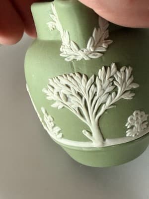 Vintage Wedgwood Jasperware Porcelain Sage Mini Creamer Ewer Rare Mid-Century - Thumbnail 9