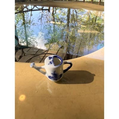 Vintage Delft Style Miniature Pitcher Windmill Creamer Holland Hand Painted - Thumbnail 2