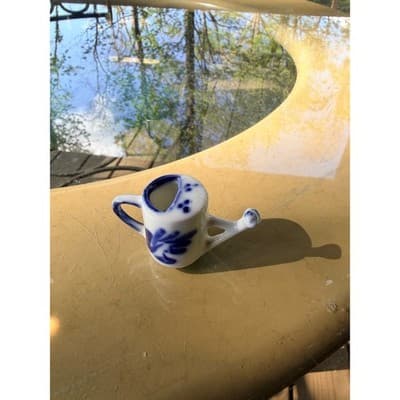Vintage Delft Style Miniature Pitcher Windmill Creamer Holland Hand Painted - Thumbnail 3