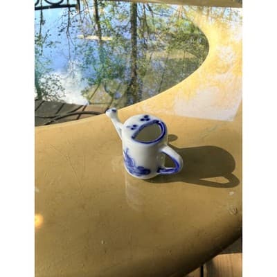 Vintage Delft Style Miniature Pitcher Windmill Creamer Holland Hand Painted - Thumbnail 9