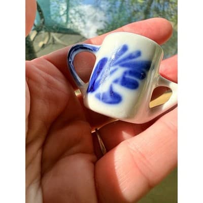 Vintage Delft Style Miniature Pitcher Windmill Creamer Holland Hand Painted - Thumbnail 14