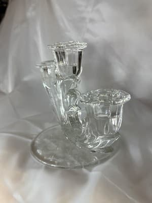 Fostoria Baroque Triple Candlestick Etched Chintz Crystal Glass Candelabra - Thumbnail 3