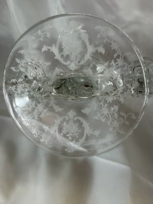 Fostoria Baroque Triple Candlestick Etched Chintz Crystal Glass Candelabra - Thumbnail 13
