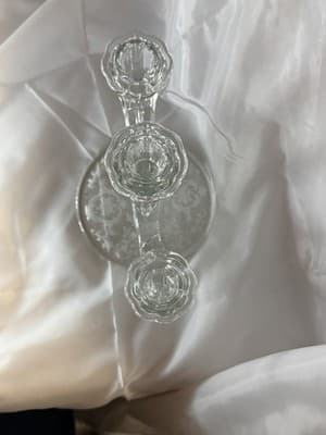 Fostoria Baroque Triple Candlestick Etched Chintz Crystal Glass Candelabra - Thumbnail 11