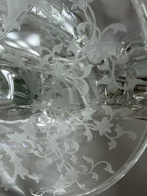Fostoria Baroque Triple Candlestick Etched Chintz Crystal Glass Candelabra - Thumbnail 14
