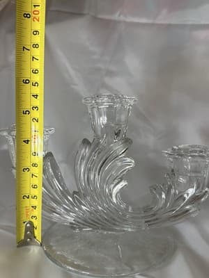 Fostoria Baroque Triple Candlestick Etched Chintz Crystal Glass Candelabra - Thumbnail 16