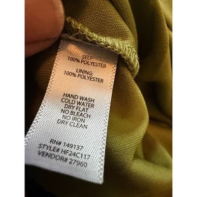 Willow & Root Satin Cold Shoulder Silky Split Bell Sleeves Top Green Small - Thumbnail 13