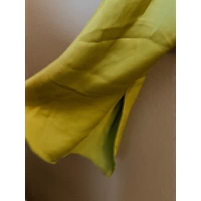 Willow & Root Satin Cold Shoulder Silky Split Bell Sleeves Top Green Small - Thumbnail 5