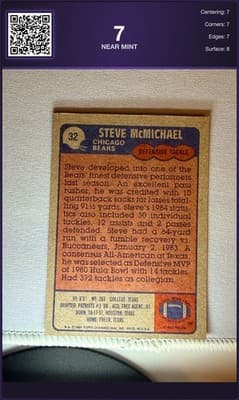 Steve McMichael 1985 Topps #32 Vintage Football Card Grade 7 Near Mint Bears - Thumbnail 2
