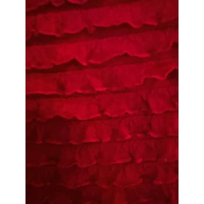 Women's Tiered Raw Edge Ruffled Quater Length Sleeves Top Red M - Thumbnail 4