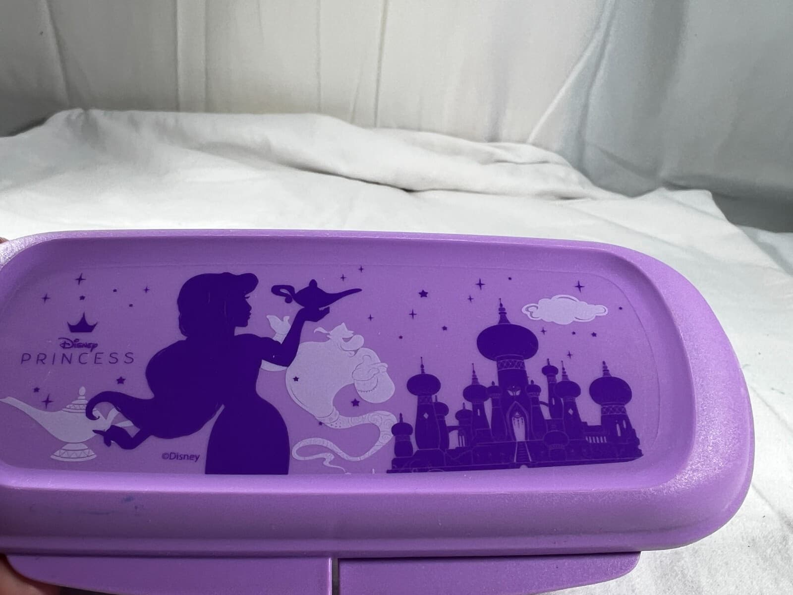 Tupperware Disney Princess Jasmine Utensil Snack Holder Container Purple Rare - Thumbnail 4