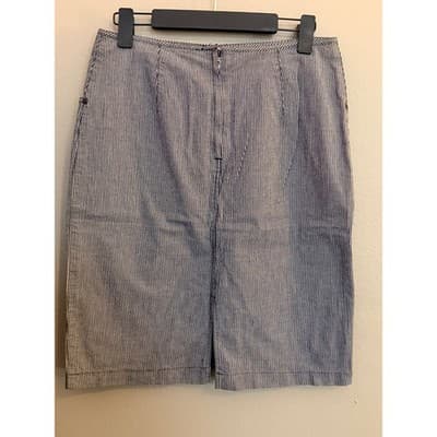 Liz Claiborne Women’s Stripe A Line Casual Mini Skirt Blue Size Medium - Thumbnail 7