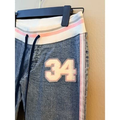 Cappuccino Women’s Denim Jogger Pants Small Drawstring Flare Leg EUC - Thumbnail 2