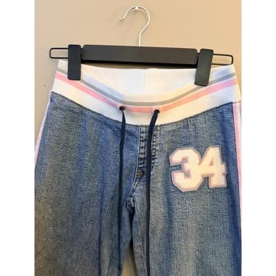 Cappuccino Women’s Denim Jogger Pants Small Drawstring Flare Leg EUC - Thumbnail 5