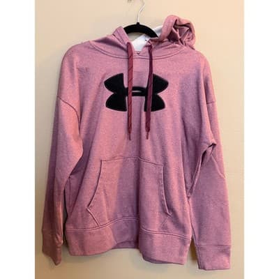 Under Armour Synthetic Fleece Chenille Logo Pullover Hoodie Jacket Pink Small - Thumbnail 2