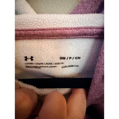 Under Armour Synthetic Fleece Chenille Logo Pullover Hoodie Jacket Pink Small - Thumbnail 10