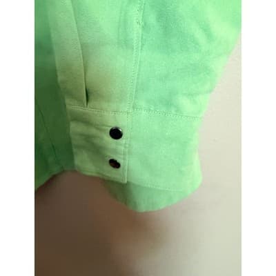 Cato Women's Button Front Collared Long Sleeve Blouse Green 14/16W - Thumbnail 4