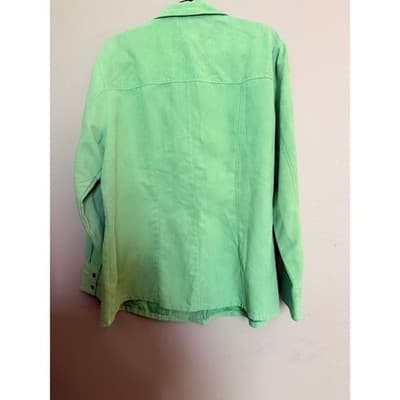 Cato Women's Button Front Collared Long Sleeve Blouse Green 14/16W - Thumbnail 7